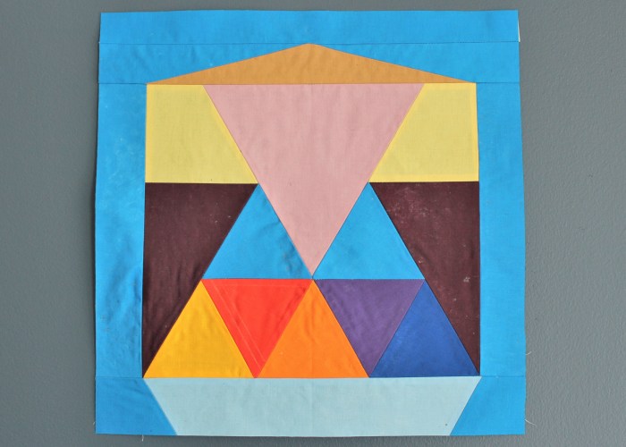 quilt block replica of Reggie's fake vest sweater